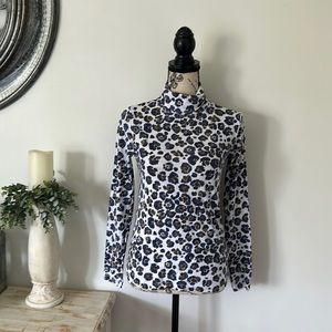 J. Crew Lightweight 100% Cotton Animal Print Turtleneck Long Sleeve Top